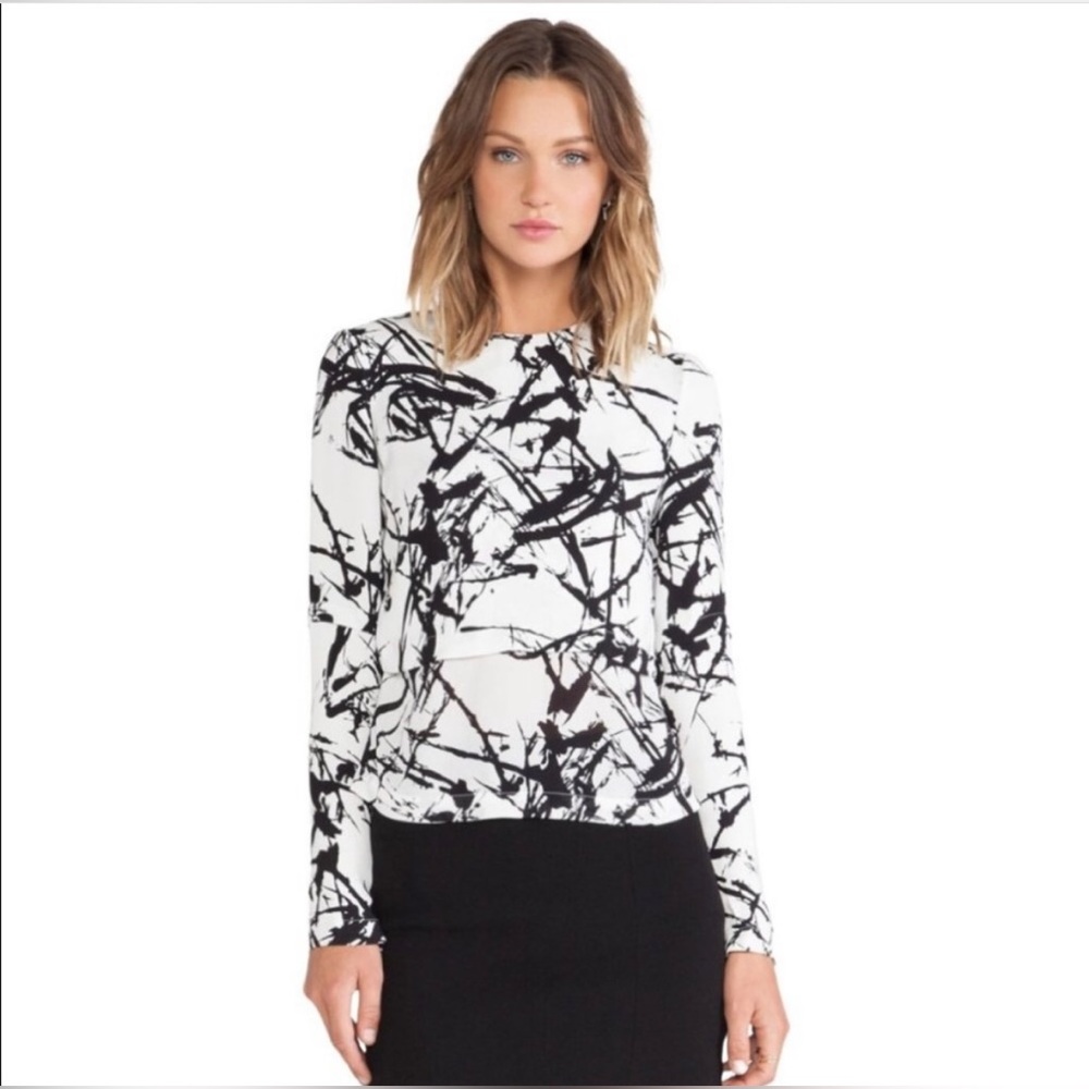 A.L.C. Presley Brushstroke Open Back Silk Top